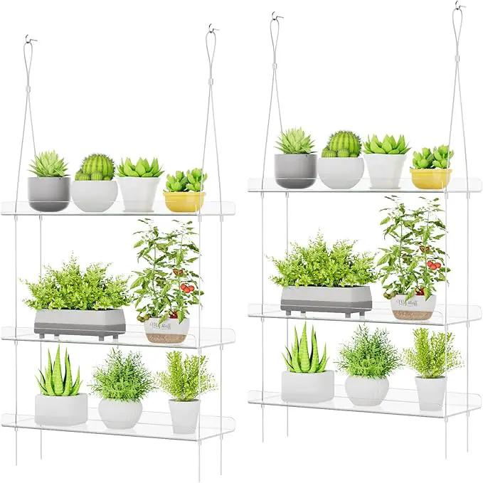 Lifewit 3-Tier Window Plant Shelves 15 inch, Acrylic Adjustable Hanging Floating Shelf, Window Sill Extender for Indoor Succulent Plants, Micro Greens, Seed Starter Pots, Herb Planters by GreenHaven Gardens