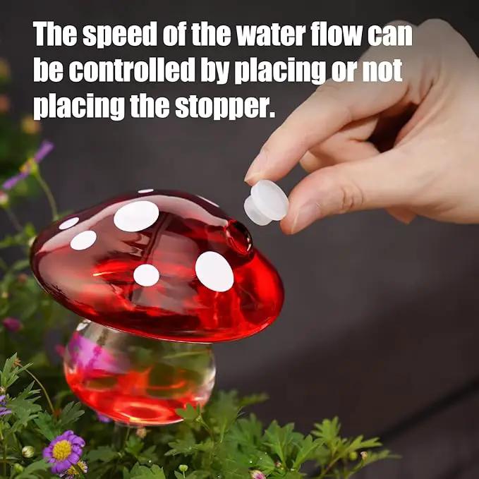NiHome Glass Mushroom Plant Self Watering Globe Set of 3 Colors, Durable Hand-Blown Glass Bulbs Automatic Home Plant Hydration System for up to 3 Weeks, Easy Refill Design with Adjustable Flow Rate by GreenHaven Gardens