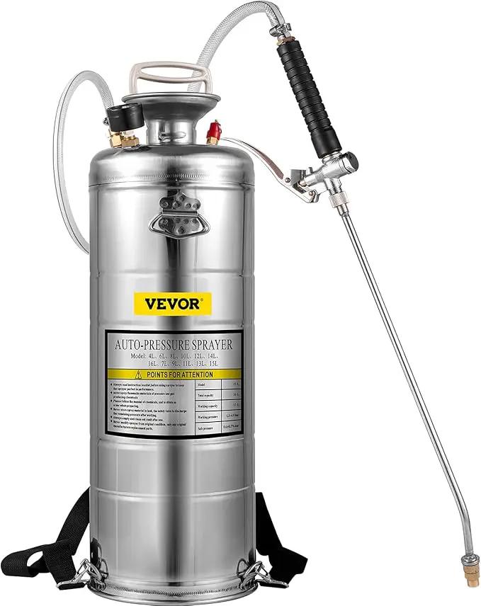 Happybuy 3.5 Gallon Stainless Steel Sprayer, 20" Wand & 3FT Reinforced Hose, Pressure Gauge, Safety Valve&Adjustable Nozzle, Garden Weed Pump Sprayer for Lawn, Gardening by GreenHaven Gardens