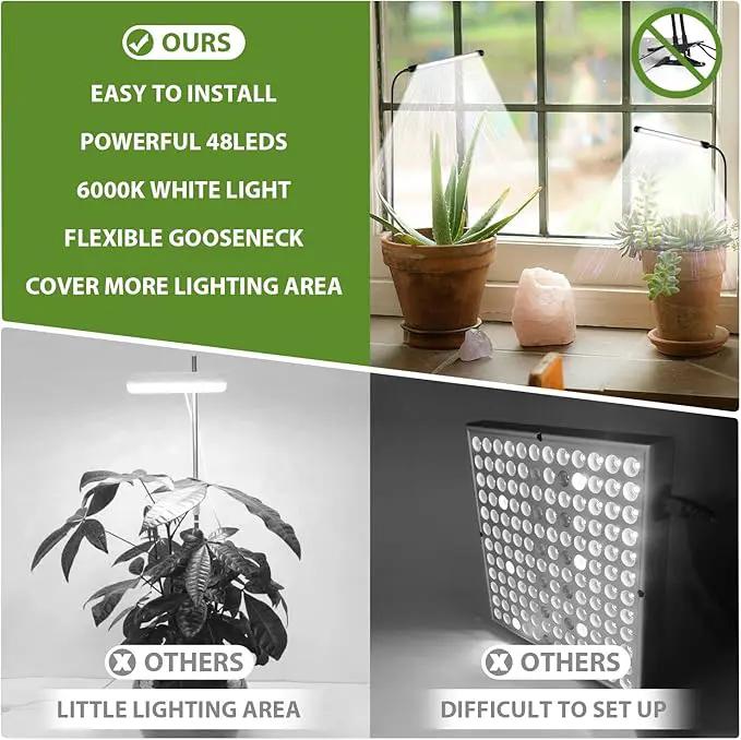 Juhefa Grow Light for Indoor Plants Growing, 6000K Full Spectrum Gooseneck Plant Lamp for Seedings Succulents Small Plants, Auto On/Off Timing & 5 Dimming, 2-Pack by GreenHaven Gardens