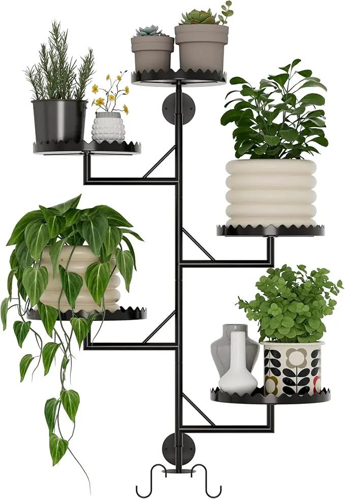 Rotating Window Plant Shelves indoor 5-tier Metal Plant Stand, Wall Plant holder for Multiple Plants indoors, Window Sill Gifts for Small Spaces, Stylish and Functional Indoor Plant Stand Black by GreenHaven Gardens