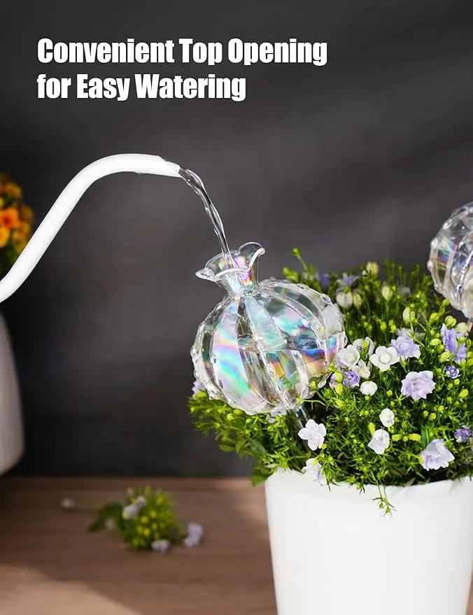 NiHome Large Plant Watering Globes 2-Pack, Iridescent Glass Cactus Self Watering Globe, Glass Waterer for Potted Plants - 4.7OZ/140 ML Capacity Automatic Irrigation System, Adorable Gardening Gift by GreenHaven Gardens