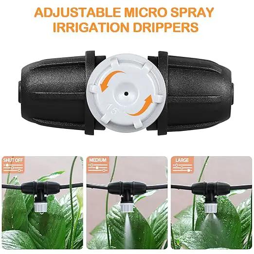 Upgraded Micro Spray Irrigation Drippers, 24 Pieces Three-Way Atomizing Nozzle Fitting for 1/4 Inch Tubing Lock Barbed Drip Line Parts Emitters for Garden Greenhouse Sprinkler Misting System by GreenHaven Gardens