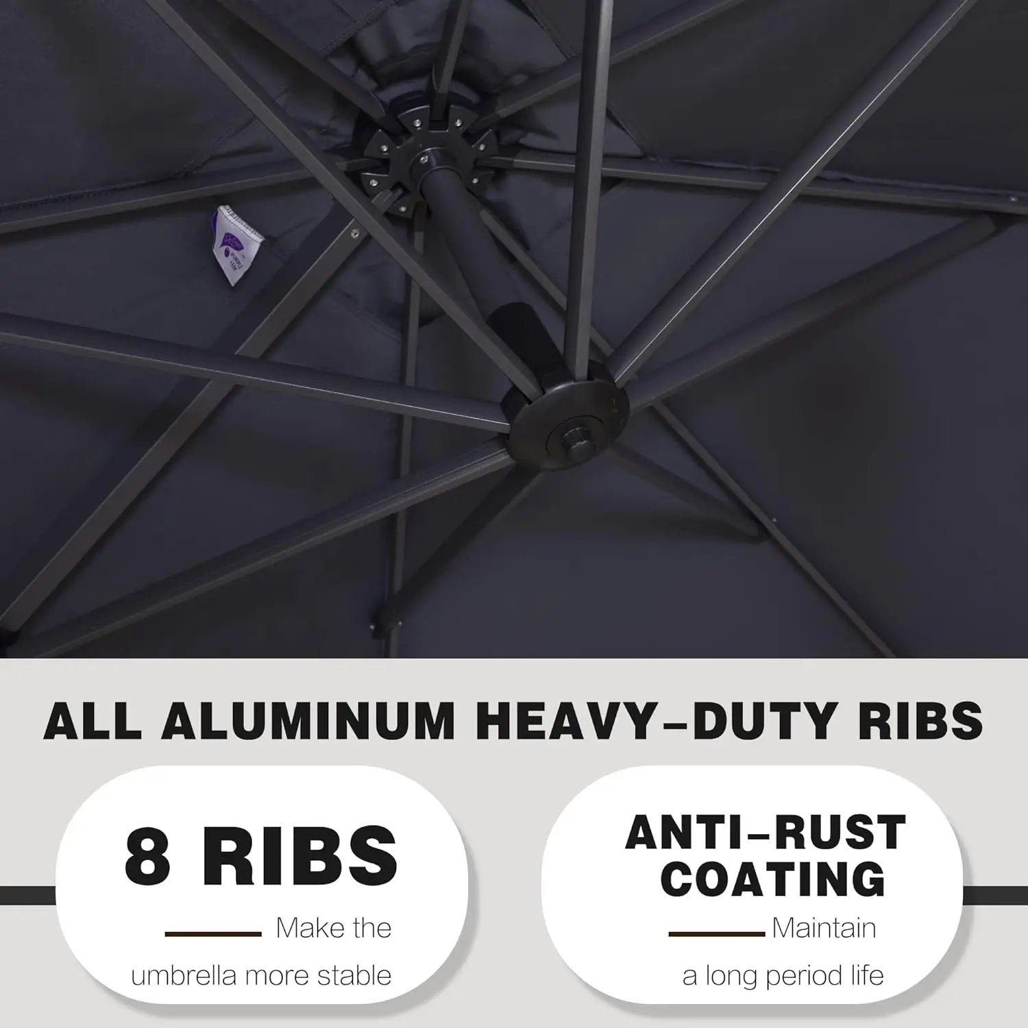 PURPLE LEAF 11 Feet Patio Umbrella Outdoor Cantilever Round Umbrella Aluminum Offset Umbrella with 360-degree Rotation for Garden Deck Pool Patio, Grey by GreenHaven Gardens