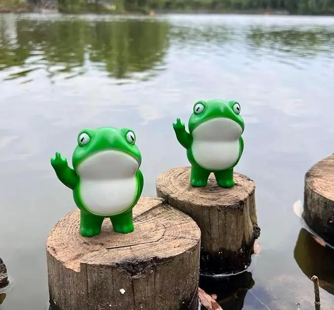 Jxueych Rebellious Frog Figurine, Frog Garden Statue, Tall 3.3 inch, Cute Mini Frog for Fairy Garden Decor, Happy Frog Figurines Outdoor Table Decortation (Frog) by GreenHaven Gardens