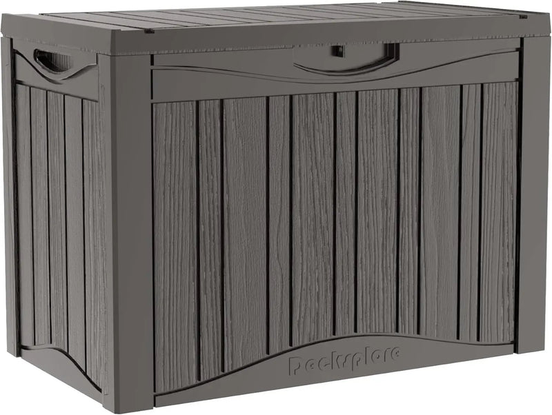 50 Gallon Waterproof Large Resin Deck Box Indoor/Outdoor Lockable Storage Container and Seating for Garden, Pool, and Patio (50 Gallon, Grey) by GreenHaven Gardens