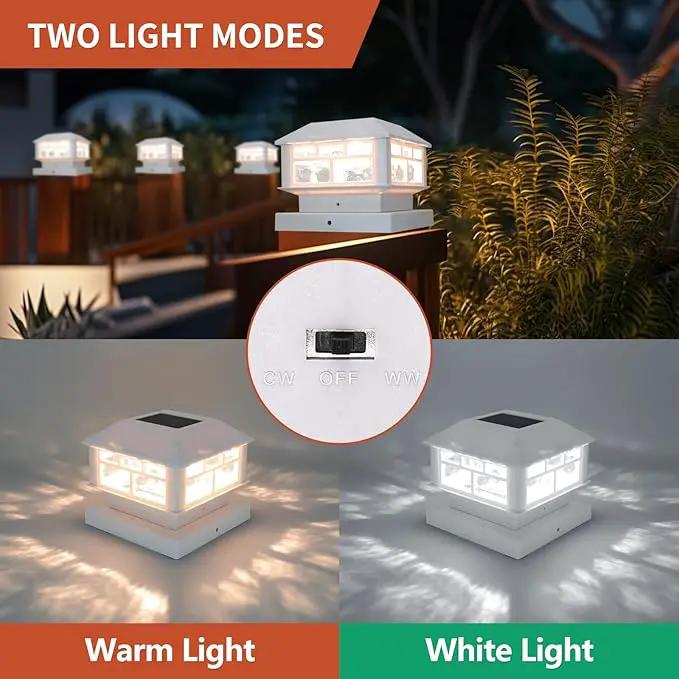 Solar Post Lights Outdoor, 20LM Fence Post Cap Lights, Waterproof, 2 Light Modes, Fit 3.5x3.5in 4x4in 5x5in Wooden Post, Solar Power Deck Lights for Garden Deck Patio Decoration(White 8Pack) by GreenHaven Gardens