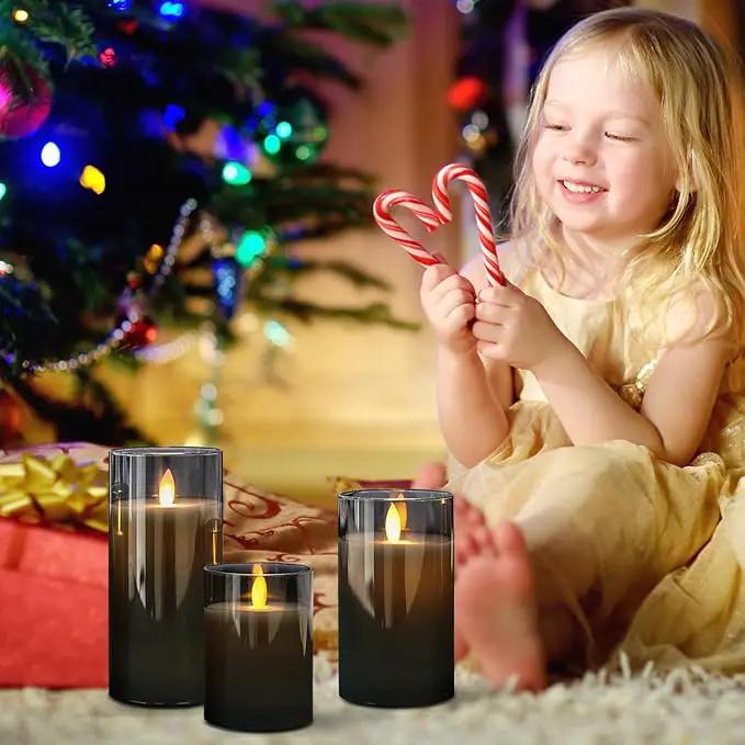 Glass Realistic Flickering Flameless Candles with Remote Timer, LED Pillar Candles Battery Operated with 3D Wick, Real Wax Fake Candles Home Decor for Wedding Festival Party by GreenHaven Gardens