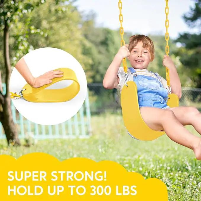 TURFEE Swing for Outdoor Swing Set - Pack of 1 Seat Replacement Kit with Heavy Duty Chains - Backyard Swingset Playground Accessories for Kids (Yellow) by GreenHaven Gardens