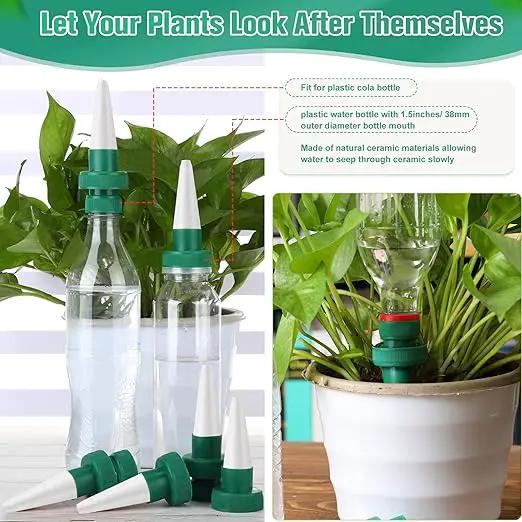 Patelai Terracotta Plant Watering Spikes Self to Use with Cola Bottles Houseplant Watering Stakes Automatic Irrigation System(15 Pack,White) by GreenHaven Gardens