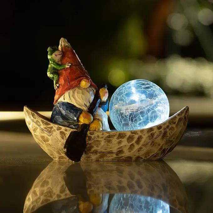 Garden Gnome Statue,Solar Gnomes Figurine,Outdoor Gnome Decor,Gnomes Decorations for Yard with Solar Light,Gnome Sculptures for Patio Lawn Ornaments by GreenHaven Gardens