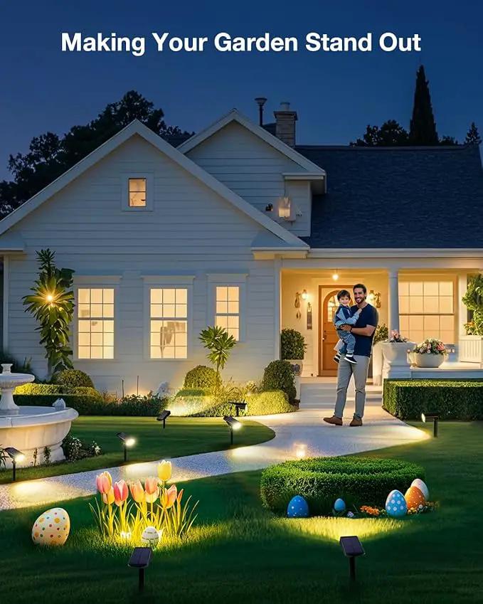 Solar Power Spotlight Outdoor Waterproof Landscape LED Accent Lighting for Yard, Tree, Plants, Walls, Path, Garden, Statues, Adjustable Brightness,Dusk to Dawn Long Lasting 4 Pack Warm White by GreenHaven Gardens