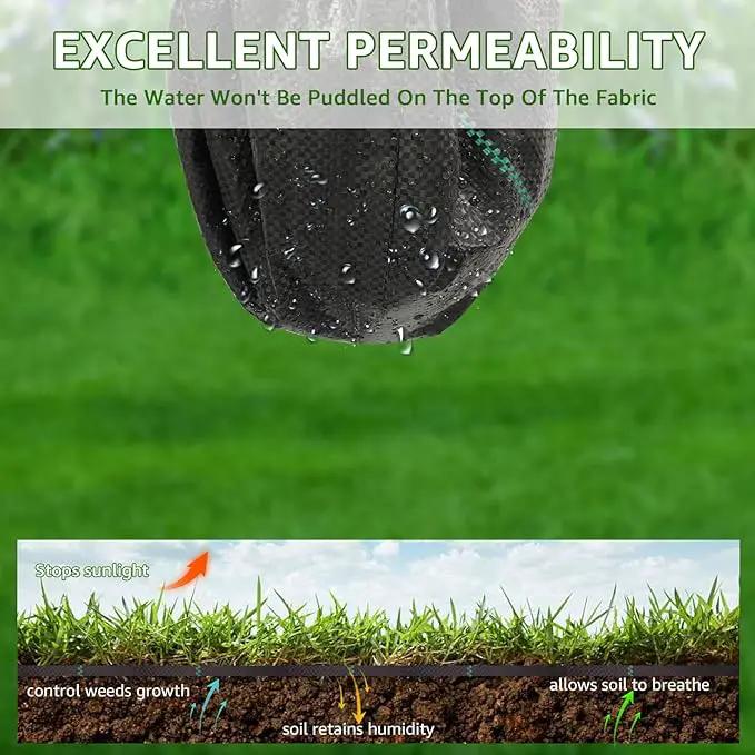 Heavy Duty Weed Barrier, 3.2oz Black Weed Blocker Fabric, Garden Fabric Weed Barrier, Weed Control Fabric Ground Cover, Landscape Fabric for Road, Gardening Mat (4FT*300FT) by GreenHaven Gardens