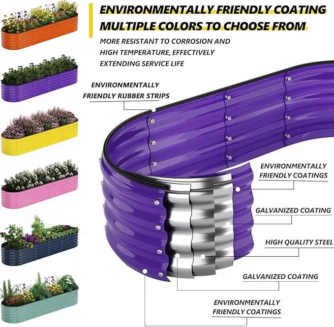 Galvanized Metal Planter Raised Garden Bed Kit for Gardening Outdoor，8x2x1ft Planter Grow Garden Box Raised Flower Bed，Long Vegetable Clearance Herb Raised Garden Beds for Gardening by GreenHaven Gardens