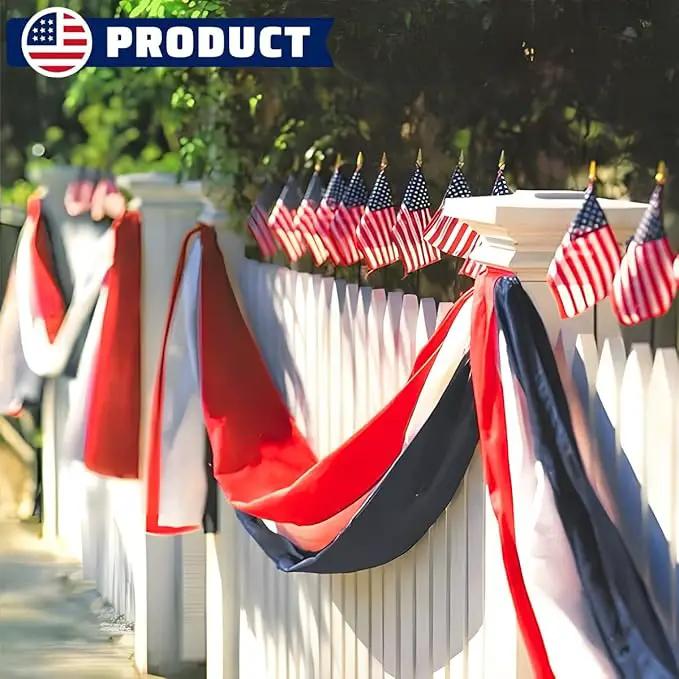 2x20Ft Large Patriotic US Flag Bunting Decorations 4th of July Red, White & Blue Stripe Banner Veterans Day Memorial Days Celebration Decorations Home Garden Outdoor-1Pack by GreenHaven Gardens