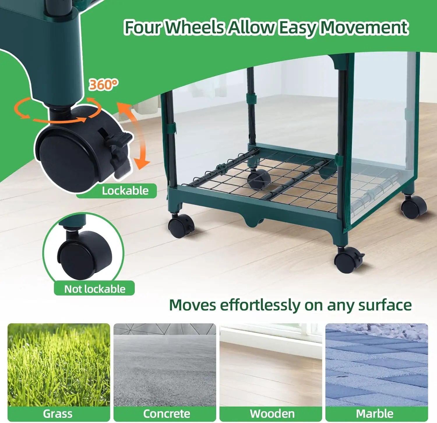 Ohuhu Mini Greenhouse for Indoor Outdoor, Small Plastic Plant Green House with Locking Wheels Portable Greenhouses with Durable Cover for Seedling, Ideal Gardening Gifts for Women Men Transparent by GreenHaven Gardens