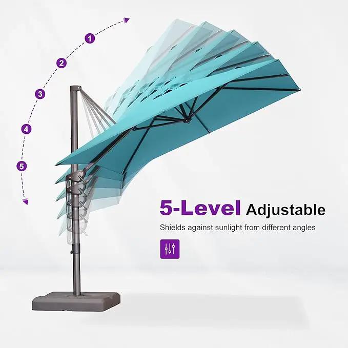 PURPLE LEAF 8 Feet Cantilever Patio Umbrella Square Umbrella with 360° Rotation and Aluminum Offset Hanging Outdoor Umbrella for Pool Garden Backyard Deck, Turquoise by GreenHaven Gardens