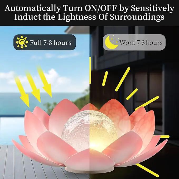 Solar Light Outdoor, Metal Glass Decorative Waterproof Garden Light LED Solar Flower Lights for Patio, Lawn,Walkway,Tabletop,Ground by GreenHaven Gardens