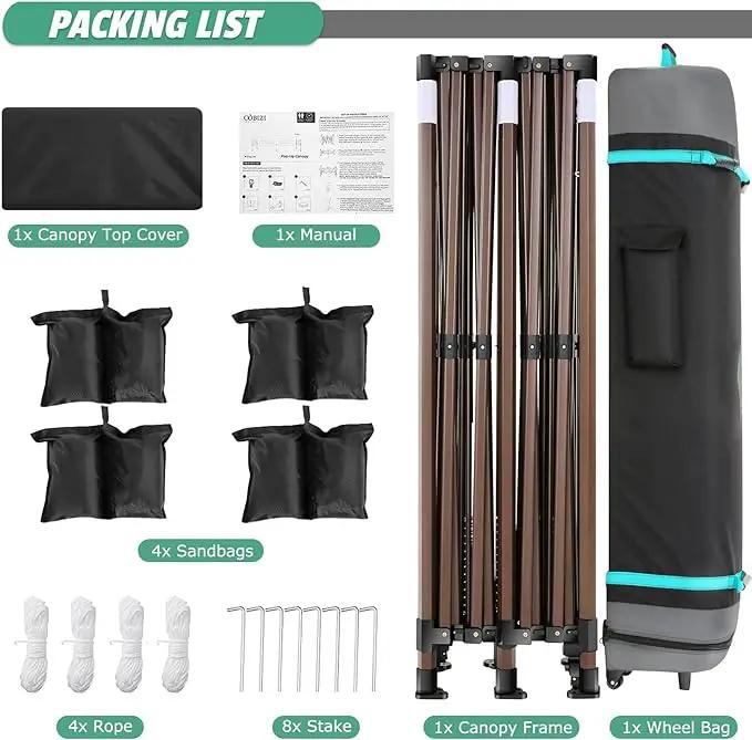 COBIZI 10x20 Pop Up Canopy Heavy Duty Without Sidewalls, Commercial Heavy Duty Pop Up Tent for Parties All Weather Waterproof and UV 50+ Wedding Tent with Roller Bag(Legs Upgraded),Black by GreenHaven Gardens