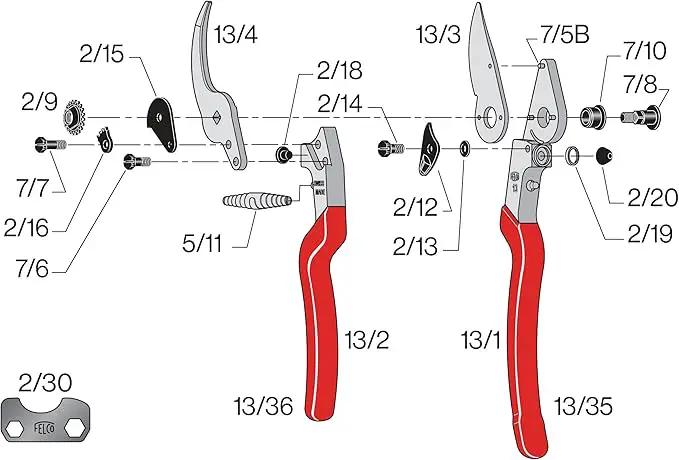 Felco F-13 Pruning Shears – 10.6" Garden Clippers with Dual-Hand Use & 30mm Cut | Hand Pruners for Gardening | Garden Tool Cutter with Bypass & Anvil Blades, Forged Aluminum Handle, Large Hand Fit by GreenHaven Gardens