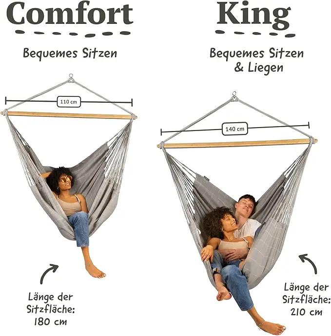 LA SIESTA® - Large Comfort Domingo Hammock Swing Chair - Weather & Tear Resistant Hanging Hammock Chair - Indoor Outdoor Hammock Chair Swing - Patio Porch Bedroom Hanging Chair - Max 285 Lbs, Almond by GreenHaven Gardens