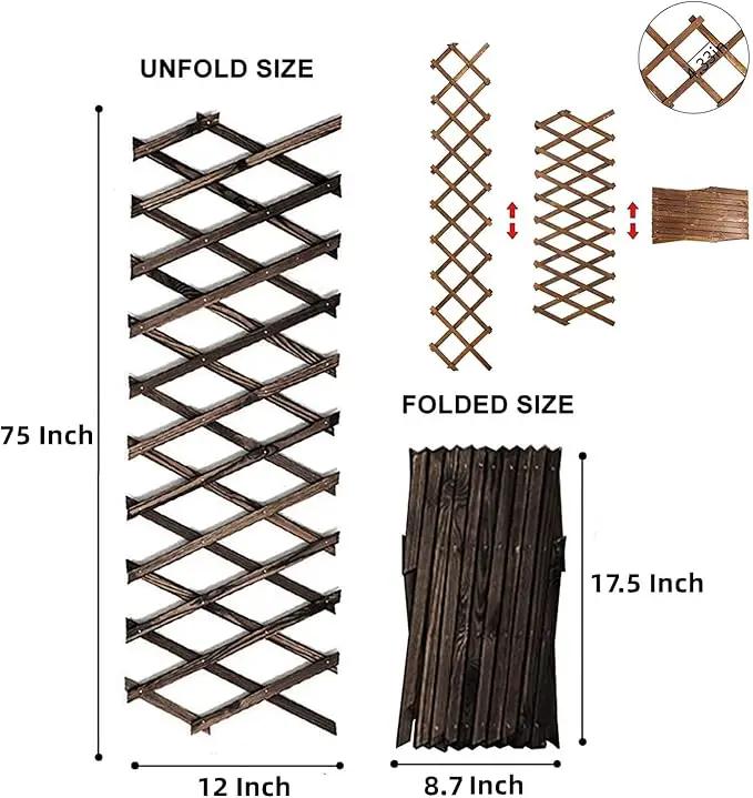 2 PCS Expandable Garden Trellis, 12" x 75" Wooden Lattice Fence Wall Panel Stretchable Decorative Fences Lattice Trellis for Climbing Plants Outdoor Ivy Vine Rose Clematis Garden Patio Room Decor (2) by GreenHaven Gardens