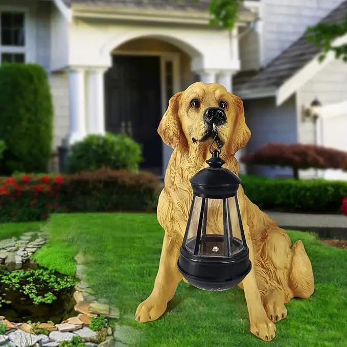Notakia Golden Retriever Statue Outdoor with Solar Led Home Garden Decoration Windproof Lamp Realistic Dog Decor(Golden Retriever &LED) by GreenHaven Gardens