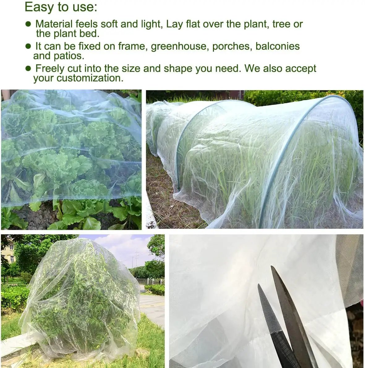 10Ft x 50Ft Mosquito Bug Insect Bird Fine Mesh Net Barrier Hunting Blind Garden Screen Netting for Protect Your Plant Fruits Flower by GreenHaven Gardens