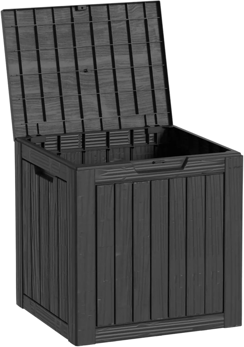 35 Gallon Waterproof Large Resin Deck Box Indoor/Outdoor Lockable Storage Container and Seating for Garden, Pool, and Patio (35 Gallon, Black) by GreenHaven Gardens