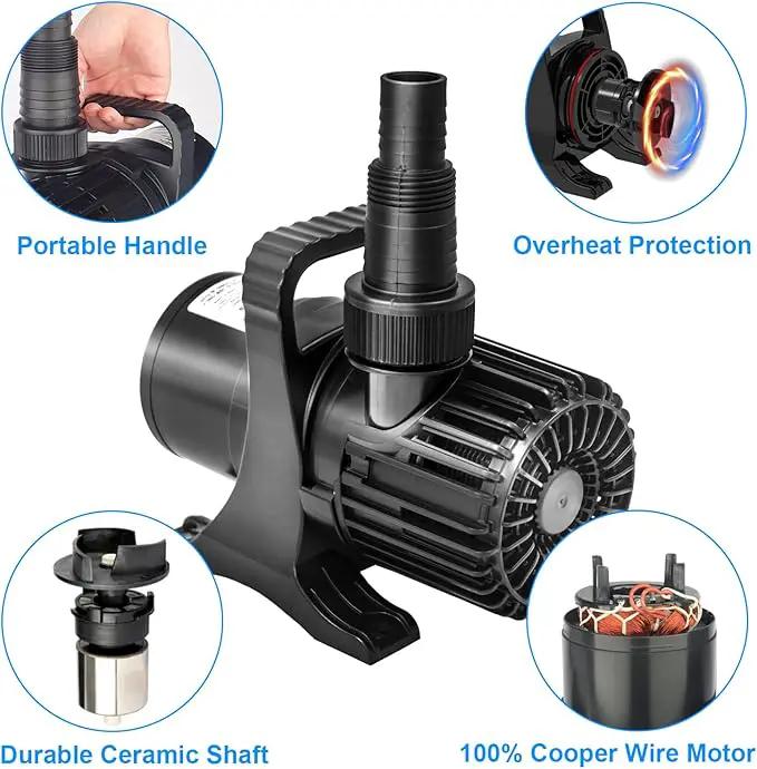 Outdoor 1800Gph-100W 32.8FT Small-Pond Water-fall & Kio Fish Fountain-s &Garden Pump Submersible IPX8: Long 32.8FT Cord Smart-er & Quieter Duck & Yard &Patio Ponds Pumps, 1 Barrier Pump Bag by GreenHaven Gardens
