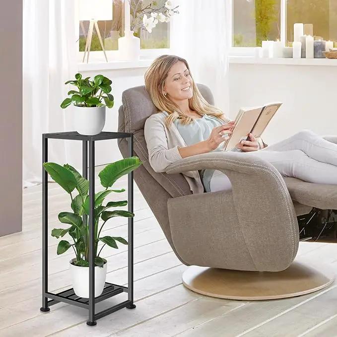 Plant Stand Indoor Outdoor, Wrought Iron Plant Stands 2 Tier Heavy Duty Metal Pedestal Stand Decorative Flower Stand for Patio Garden Deck Living Room by GreenHaven Gardens