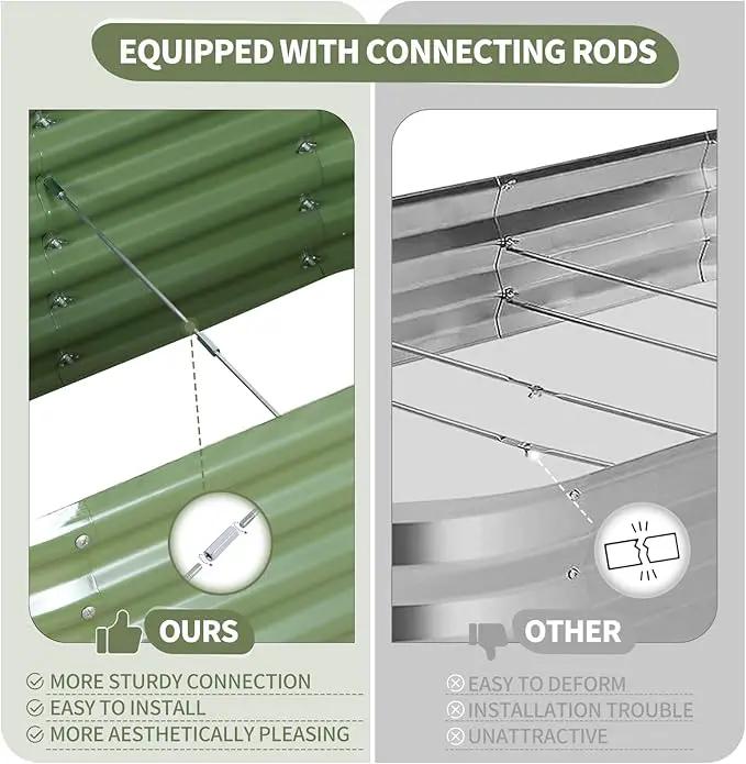 Galvanized Raised Garden Bed Outdoor- 2 Pcs Raised Beds for Gardening| Metal Planter Box, Steel Raised Garden Bed Kit with Gloves for Vegetables, Flower, Herbs (6x2x1.4FT, Green) by GreenHaven Gardens