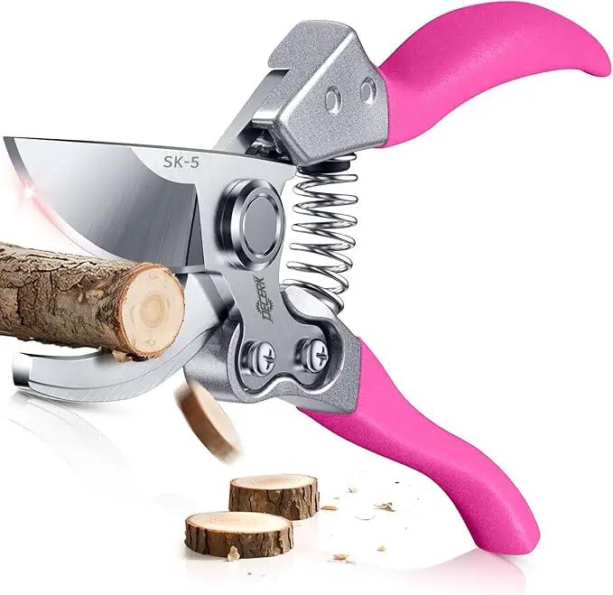 8.5" Professional Bypass Pruning Shears – Heavy Duty Garden Scissors & Clippers for Branch Trimming, Ultra Sharp SK5 Blade, Ergonomic Handle, Perfect Gardening Gift for Women, 2025 Pink Tools by GreenHaven Gardens