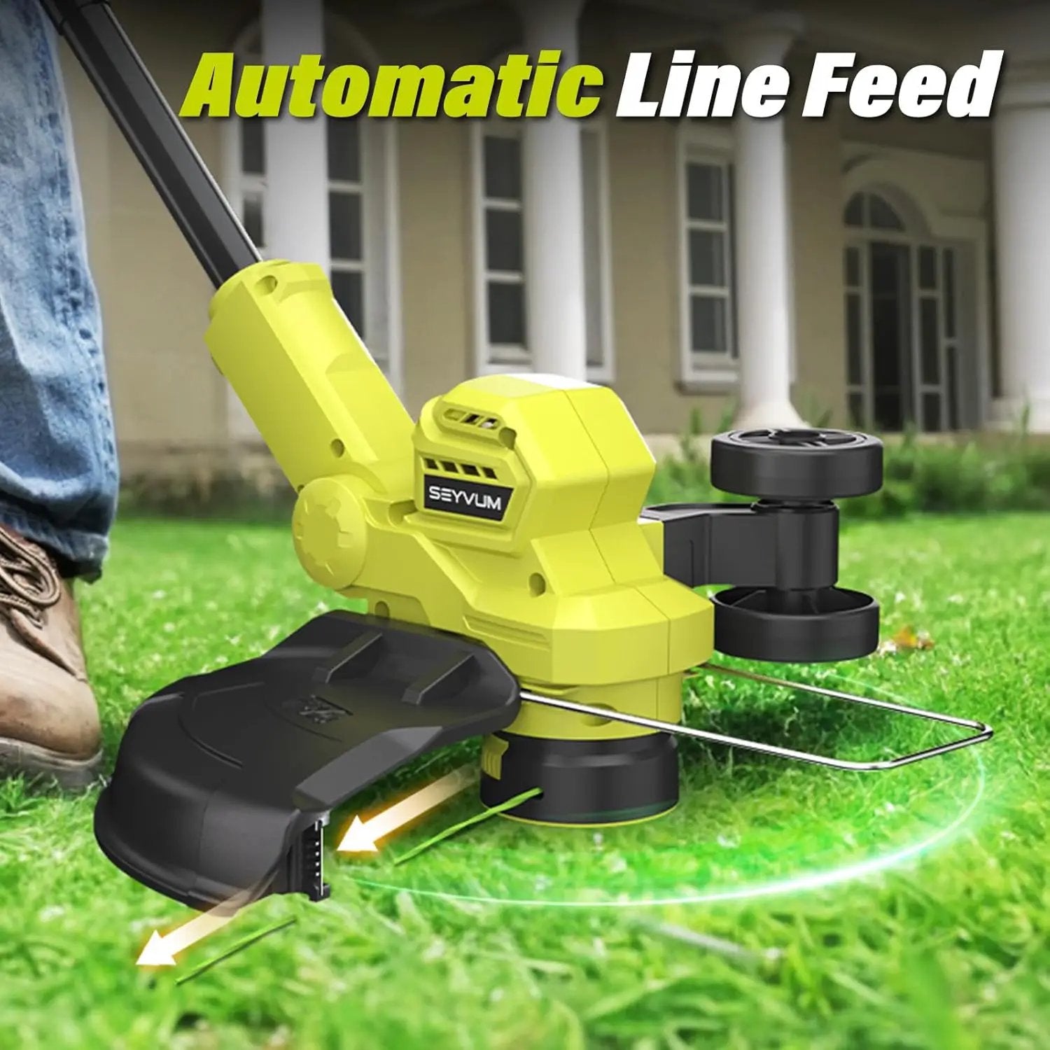 SEYVUM 20V String Trimmer and Leaf Blower Combo Kit, 12-inch Cordless Weed Trimmer with 6 Pcs Grass Cutter Spool Line, 500 CFM Electric Leaf Blower for Lawn Care with 2 X 4.0Ah Battery and Charger by GreenHaven Gardens