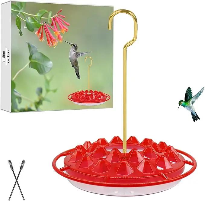 Hummingbird Feeders for Outdoors Hanging - 25 Feeding Ports 10 oz Plastic Hummingbird Feeder, Bee-Proof Leak-Proof No Drip, Easy to Clean with Cleaning Brushes by GreenHaven Gardens