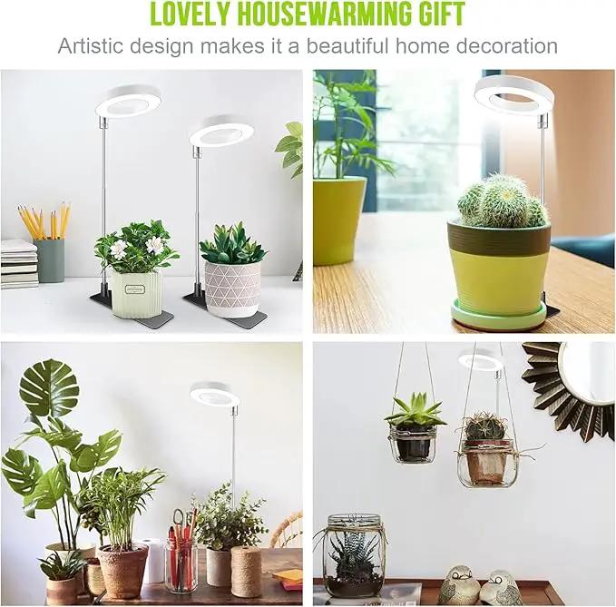 Grow Lights for Indoor Plants, Full Spectrum Halo Growing lamp with Detachable Base, Height Adjustable, 3 Colors, 10 Dimming, Automatic Timer, Plant Light for Small Plants Growing, 2 Pack by GreenHaven Gardens