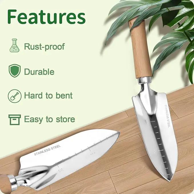 Garden Tool Set, 2 Pieces Stainless Steel Heavy Duty Garden Tools, Gardening Kit with Wooden Handle Garden Hand Tools, Durable Garden Tools for Gardening, Gardening Gifts for Women Men by GreenHaven Gardens