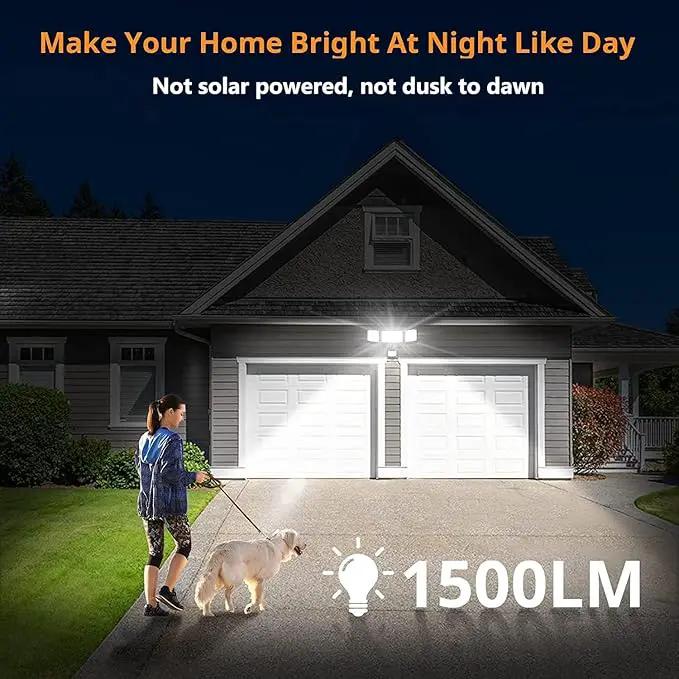 LEPOWER Battery Powered LED Flood Light Outdoor,1500LM Motion Sensor Security Lights, IP65 Waterproof,Wireless Flood Light Battery Operated,3 Head Motion Detector Light for Garage,Yard,Porch(Black) by GreenHaven Gardens