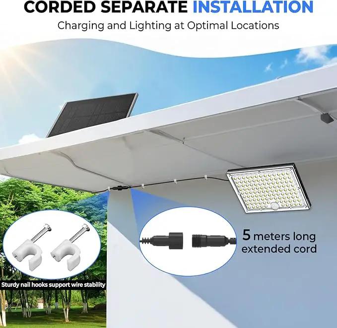 113-LED Outdoor Solar Lights with Motion Sensor, 9000K Cool White, 5M Long Wire, IP65 Waterproof Luces solares para exteriores Yard, Garden, Driveway, Patio, with 2 Year Warranty. by GreenHaven Gardens