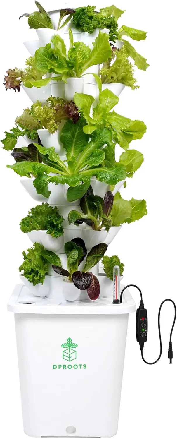 Hydroponic Tower Growing System，30 Pods Vertical Garden，Suitable for Indoor and Outdoor, Grow Herbs and Vegetables，Houseplant Farming with Water Circulation and Automatic Timer by GreenHaven Gardens