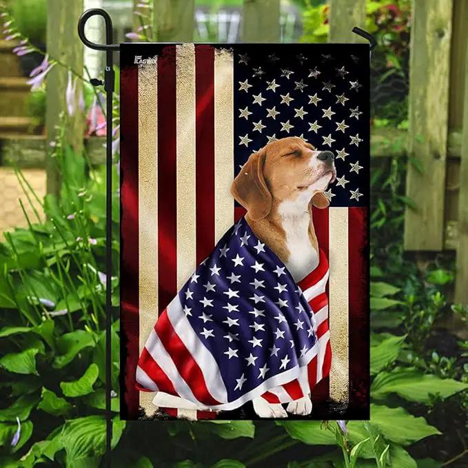 FLAGWIX Beagle Flag - Outdoor Beagle Decorations, Garden Flag (11.5" x 17.5"), Heavy-duty Canvas Patriotic Double Sided Flag Dog Lover Garden Decor by GreenHaven Gardens