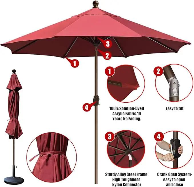 EliteShade USA 10-Year-Non-Fading 10Ft Market Umbrella Patio Umbrella Outdoor Table Umbrella with Ventilation, Burgundy by GreenHaven Gardens