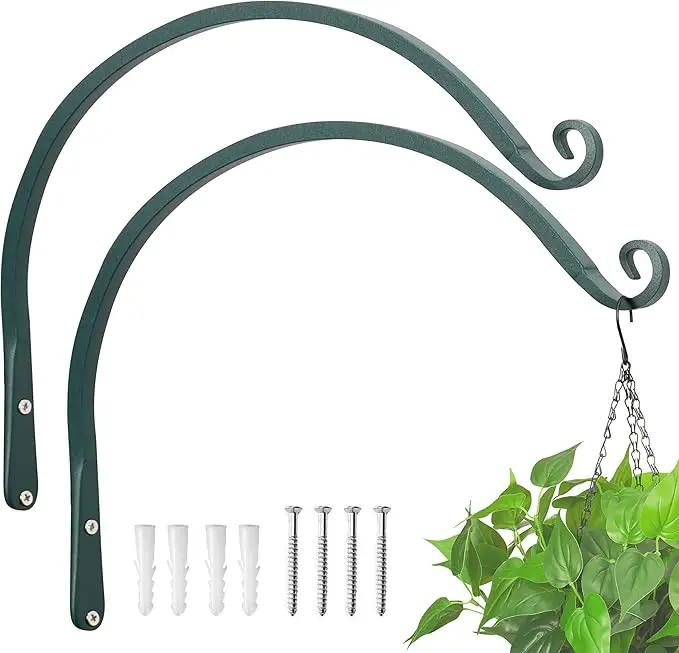 Kingsyard 2-Pack Wall Plant Hanger Outdoor - Heavy Duty Metal Hanging Bracket Hooks for Hanging Plant, Bird Feeders, Lanterns, Wind Chimes Outdoor & Indoor, 14-Inch/Green by GreenHaven Gardens