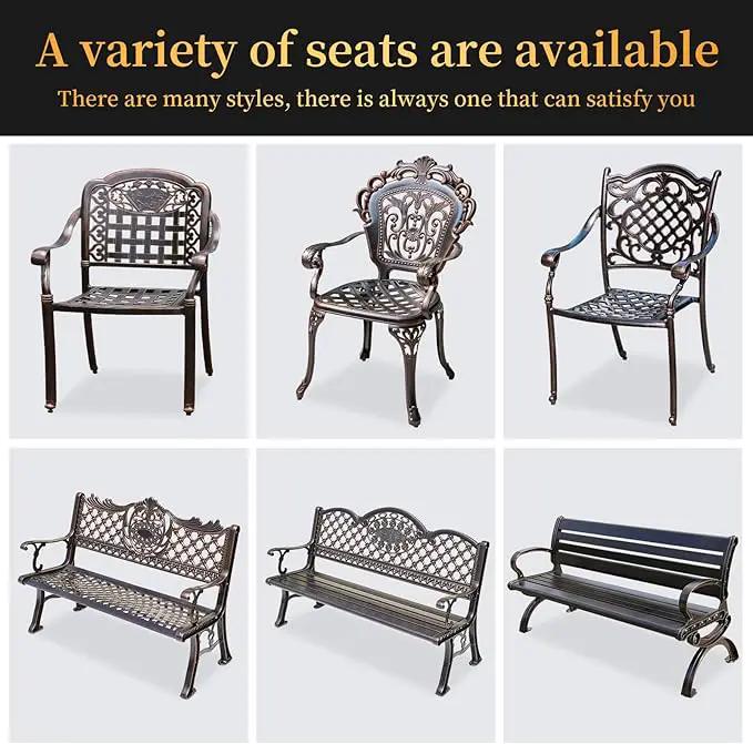 Outdoor Dining Chair Cast Aluminum Patio Chairs Set of 2 All-Weather Patio Dining Chair with Adjustable Feet for Backyard Garden (Concierge Chair) by GreenHaven Gardens