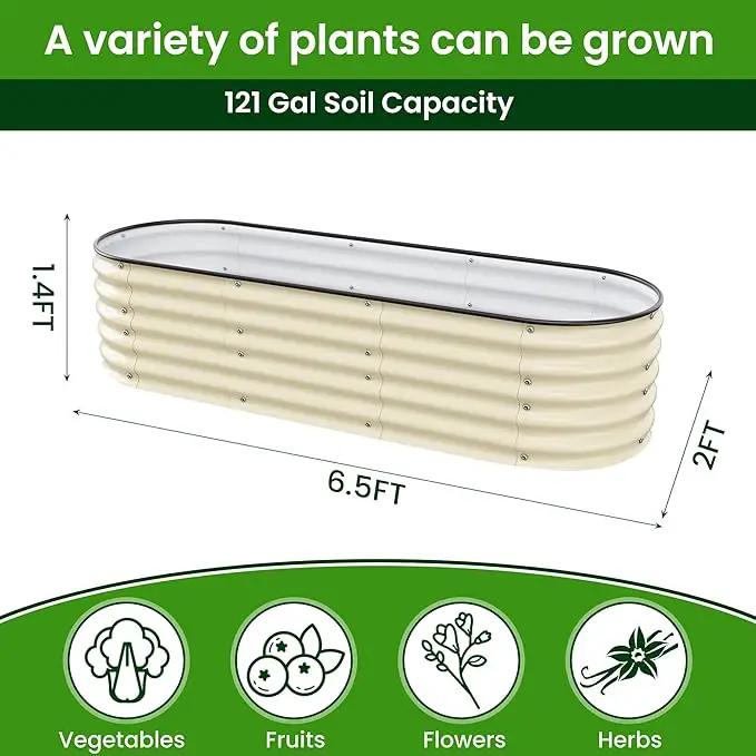 Raised Garden Bed 6.5X2X1.4 FT Galvanized Planter Raised Beds, Metal Planter Box for Vegetables,Flowers, Herbs, and Succulents (Ivory) by GreenHaven Gardens