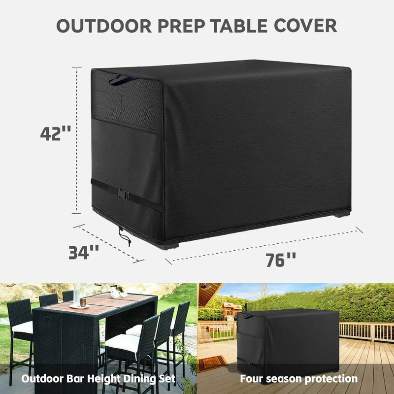 Outdoor Patio Dining Set - Wicker Bar Height Table and Chair Cover - Black, Waterproof - Suitable for 76 * 34 * 42" Patio by GreenHaven Gardens