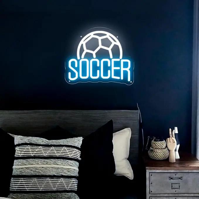 Soccer Neon Sign Dimmable LED Neon Signs for Wall Decor, Football Neon Light Sign for Bedroom Man Cave Gaming Room Party College Club Decor Sports Soccer Players Lover Gifts by GreenHaven Gardens