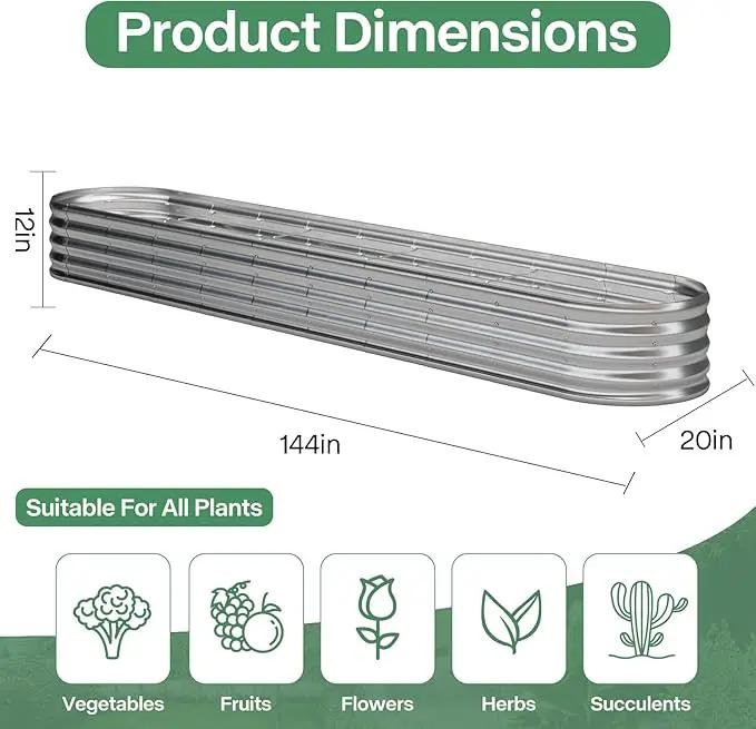 Galvanized Raised Garden Bed Kit, Galvanized Planter Garden Boxes Outdoor, Oval Large Metal for Vegetables,Flower,12x1.8x1FT by GreenHaven Gardens