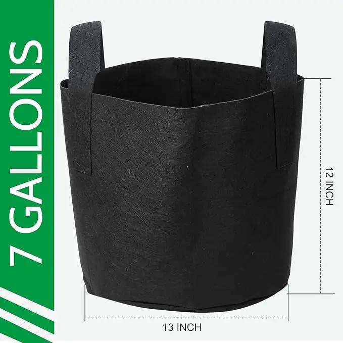 JERIA 12-Pack 7 Gallon, Vegetable/Flower/Plant Grow Bags, Aeration Fabric Pots with Handles (Black), Come with 12 Pcs Plant Labels by GreenHaven Gardens