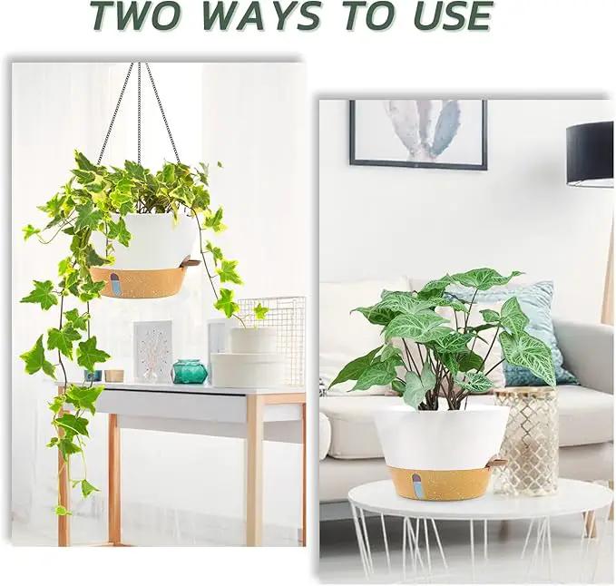 ZMTECH Hanging Planters for Indoor Plants Set of 2 Self Watering Hanging Pots Hanging Baskets Hanging Flower Pots for Outdoor Hanging Plants(10 Inch, White) by GreenHaven Gardens